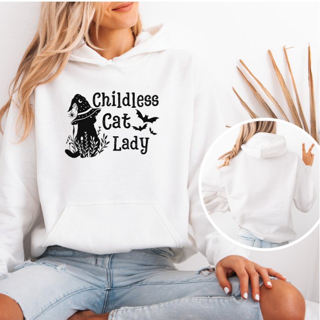 Funny Spooky Niedlich Halloween Kinderlose Katze L Hoodie (Von Creator hochgeladen)