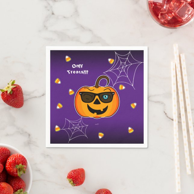 Funny Spooky Pumpkin iconic Wink S Nur Leckereien! Serviette (Beispiel)