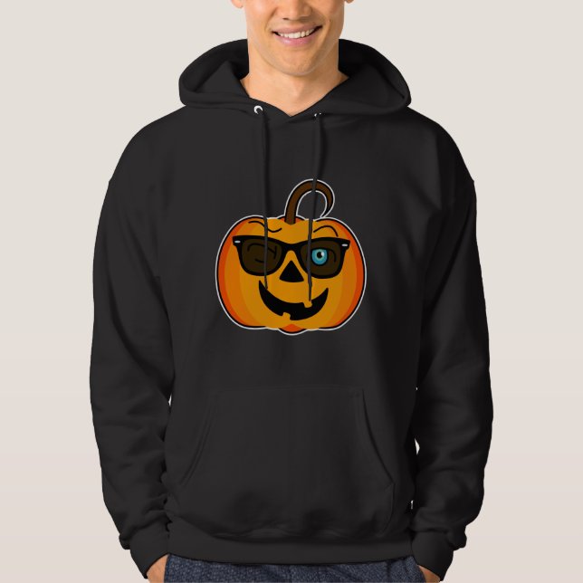 Funny Spooky Pumpkin Ikonic Wink S auf dunkel Hoodie (Vorderseite)