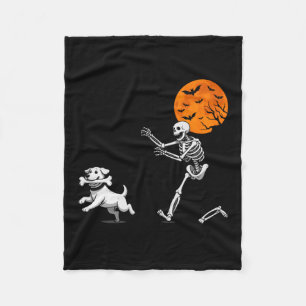 Funny Spooky Spaß Halloween Skeleton Jasing Hund Fleecedecke