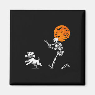 Funny Spooky Spaß Halloween Skeleton Jasing Hund Magnet