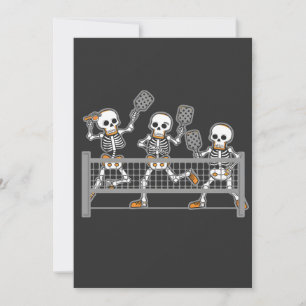 Funny Spooky Three Skeleton Playin Pickleball Gesc Einladung