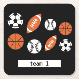 Funny Sports Ball Rechteckiger Pappuntersetzer