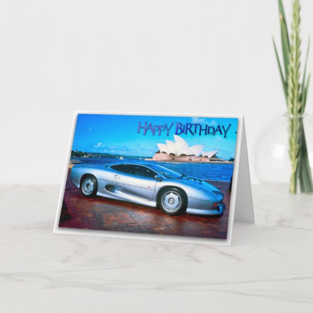 Funny Sports Car Geburtstagkarte Karte (Vorderseite)