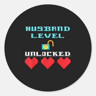 Funny Sprichwort Husband Level Unlocks Groom Runder Aufkleber