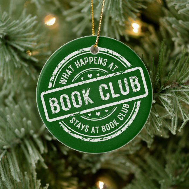 Funny Sprichwort Was passiert im Book Club Keramik Ornament (Baum)
