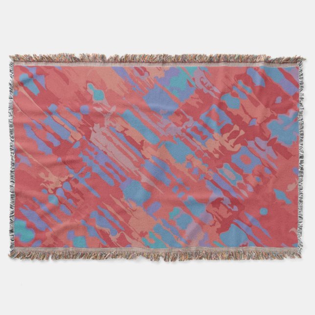 Funny Spritzer Pattern pastellblau rot + Ihre Idee Decke (Vorderseite)