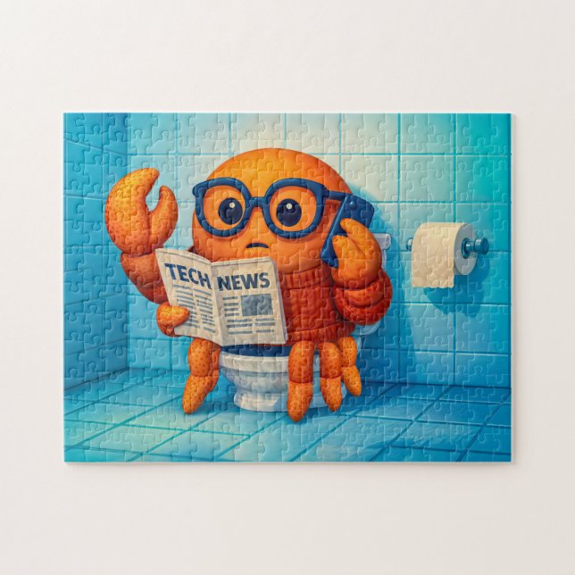 Funny Spy Crab Reading Tech News Magazine (Horizontal)