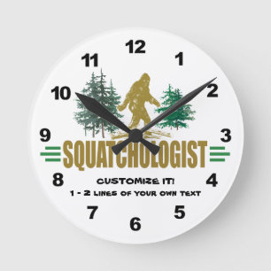 Funny Squatchologist, Sasquatch, glaube ich Runde Wanduhr