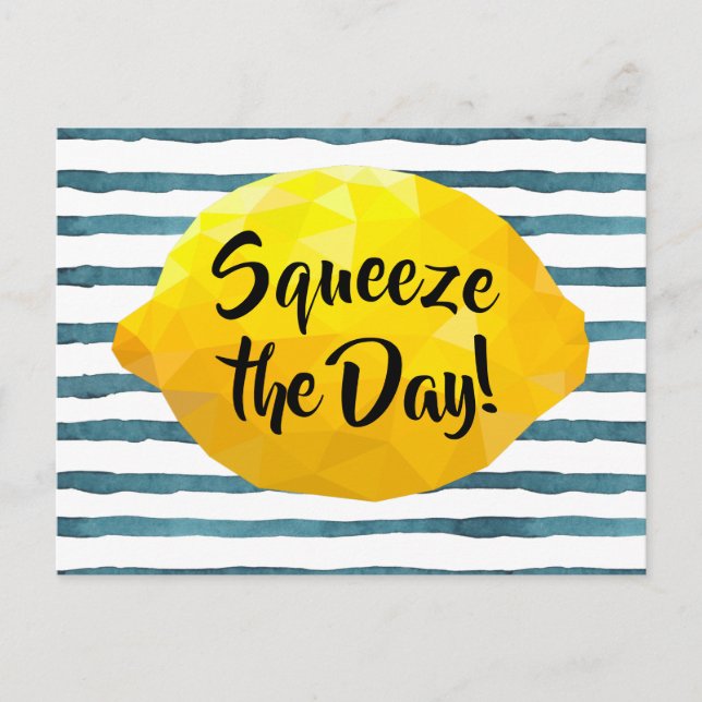 Funny Squeeze den Tag Script 3D Lemon Postkarte (Vorderseite)