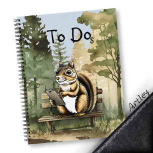 Funny Squirrel Forest Scene Handy Notizbuch