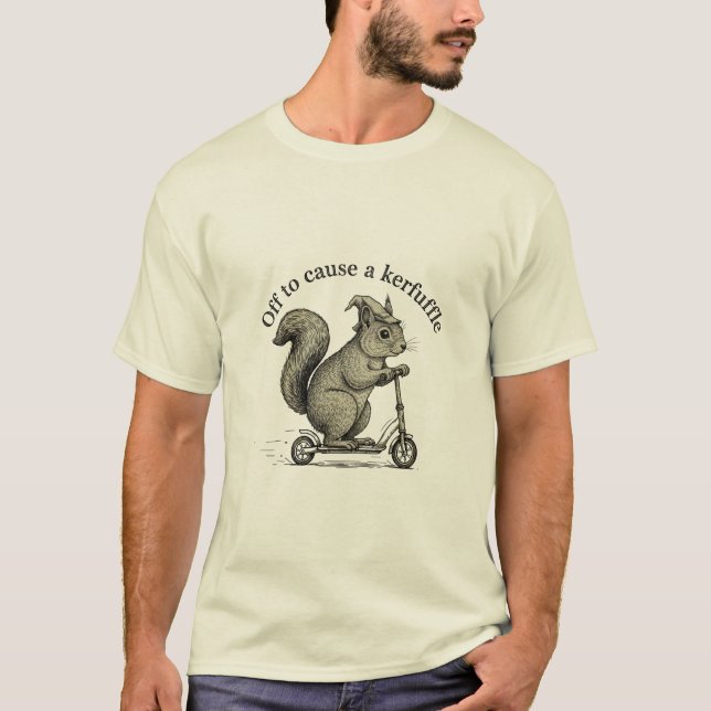 Funny Squirrel on Scooter Wizard Hat Off To Cause  T-Shirt (Vorderseite)