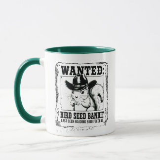 Funny Squirrel Wanted Poster | Bird Seed Bandit Co Tasse