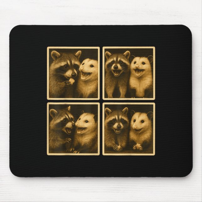 Funny Ssum And Raccoon Photobooth Selfie Trash Fer Mousepad (Vorne)