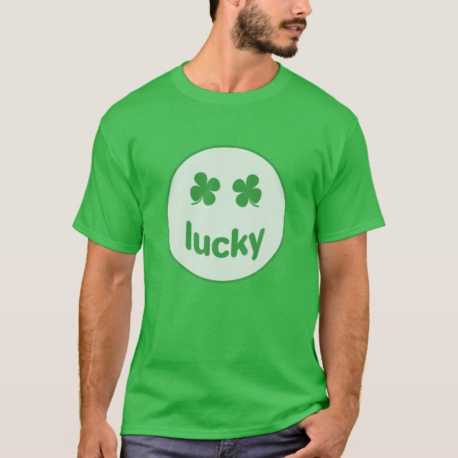 Funny St Patrick Day Lucky Smile Face Meme T-Shirt (Vorderseite)