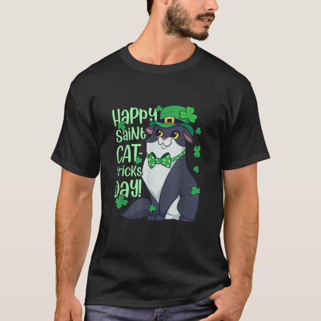 Funny St Patrick s Day Happy St Cat Tricks Day  T-Shirt (Vorderseite)