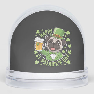 Funny St. Patrick�s Day Pug with Beer Mug Schneekugeln