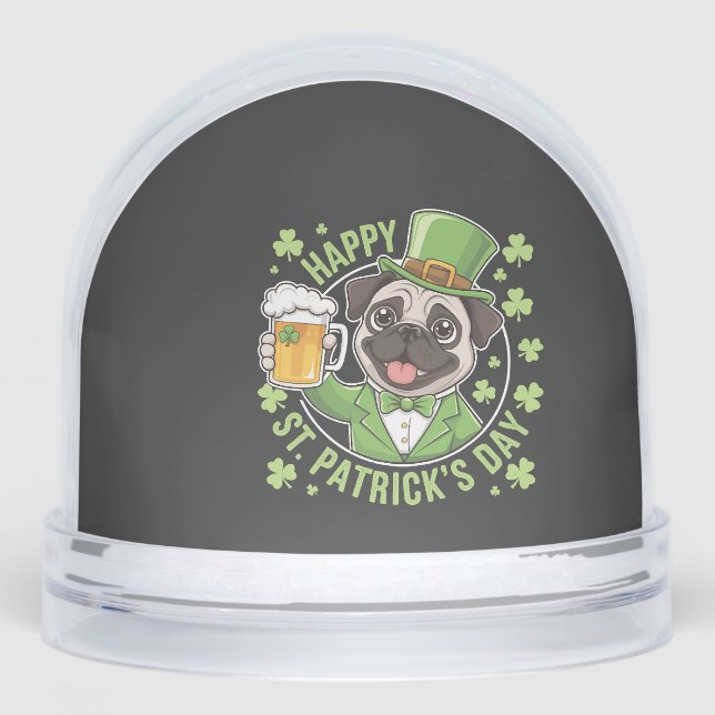 Funny St. Patrick�s Day Pug with Beer Mug Schneekugeln (Vorderseite)