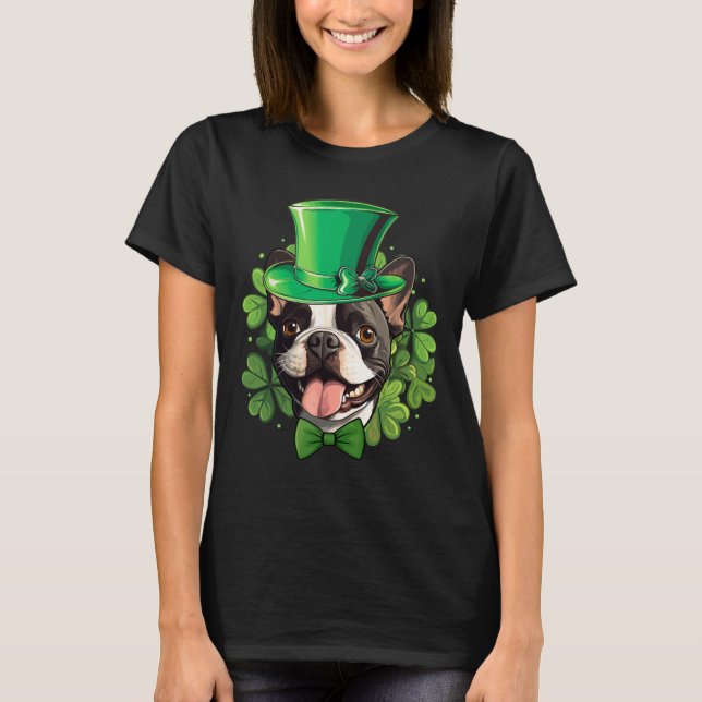 Funny St Patricks Boston Terrier T-Shirt (Vorderseite)