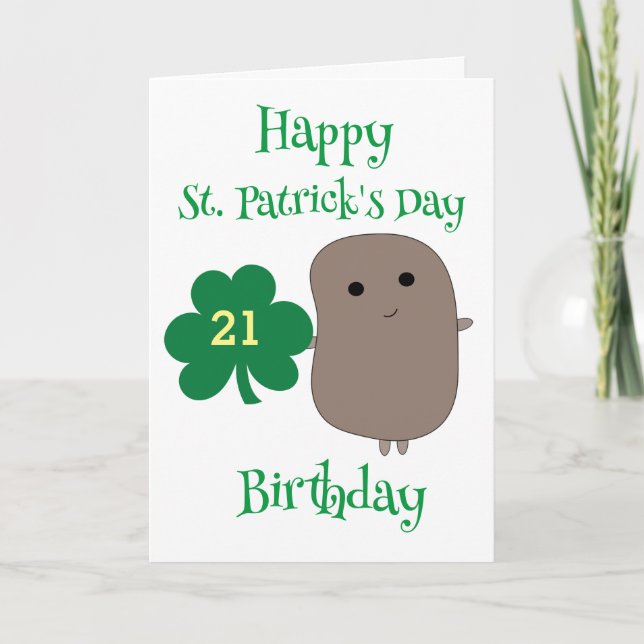 Funny St. Patrick's Day 21. Geburtstag Karte (Vorderseite)