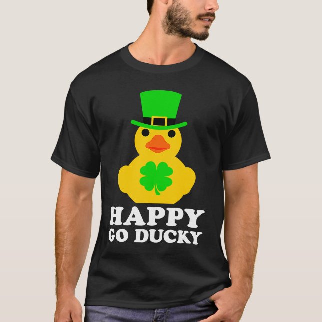 Funny St Patrick's Day Cool Rubber Duck Hat Four L T-Shirt (Vorderseite)
