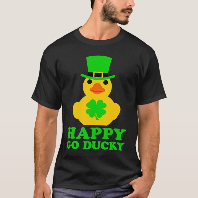 Funny St Patrick's Day Cool Rubber Duck Hat Four L T-Shirt (Vorderseite)