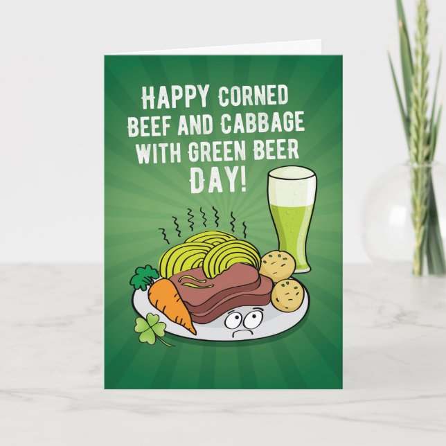 Funny St. Patrick's Day Corned Beef and Cabbage Karte (Vorderseite)