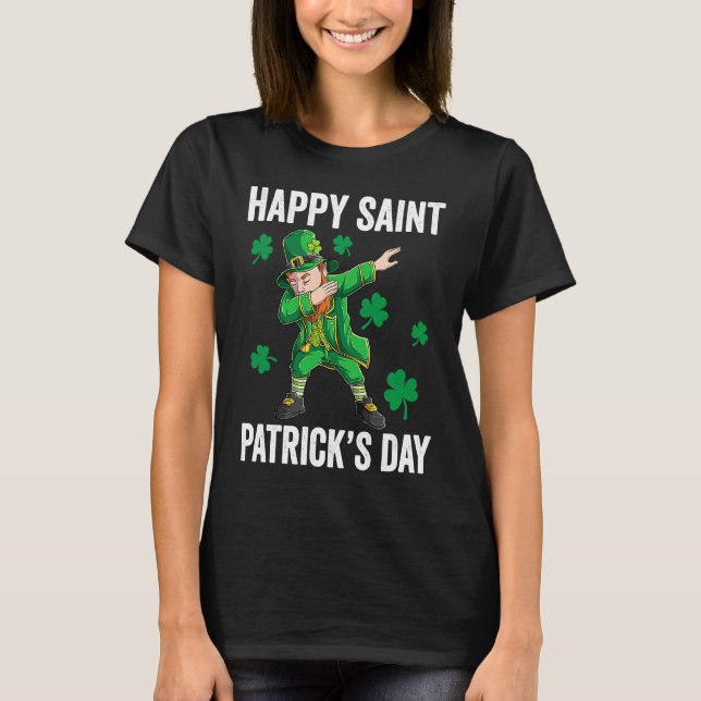 Funny St Patrick's Day Dabbing Leprechaun Apparel  T-Shirt (Vorderseite)