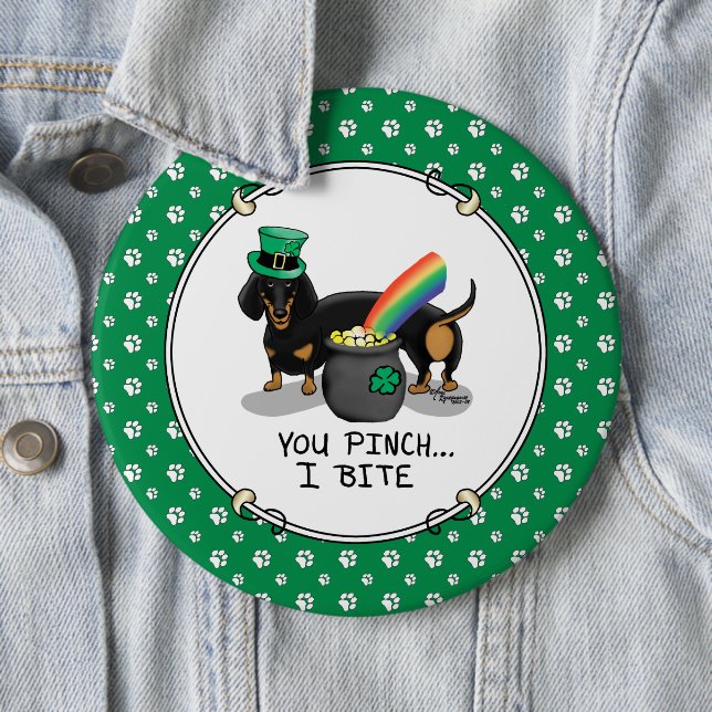 Funny St. Patrick's Day Dackel (schwarz & tan) Button (Beispiel)