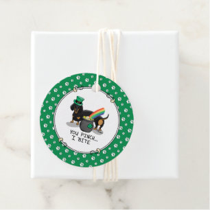 Funny St. Patrick's Day Dackel (schwarz & tan) Geschenkanhänger