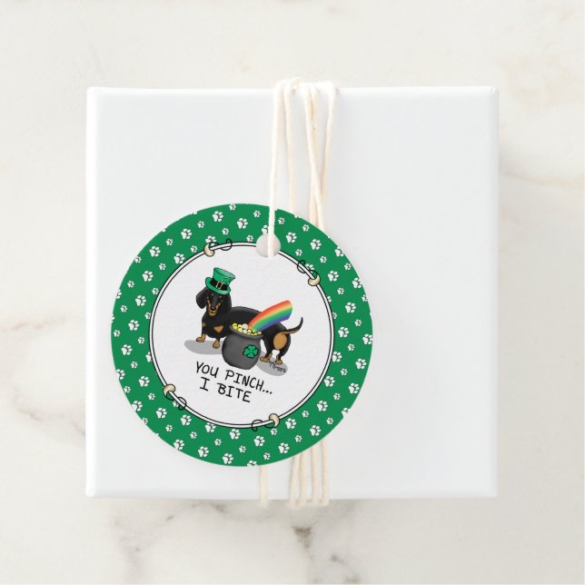 Funny St. Patrick's Day Dackel (schwarz & tan) Geschenkanhänger (Beispiel)
