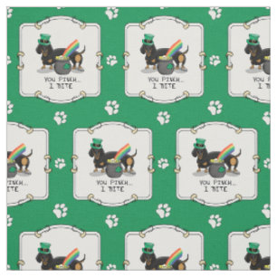 Funny St. Patrick's Day Dackel (schwarz & tan) Stoff