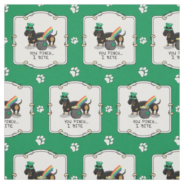 Funny St. Patrick's Day Dackel (schwarz & tan) Stoff (Muster)