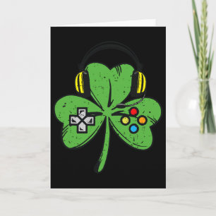 Funny St Patricks Day Gamer Kleeblatt Video Game C Karte