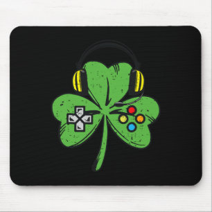 Funny St Patricks Day Gamer Kleeblatt Video Game C Mousepad