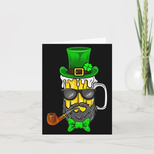 Funny St Patricks Day Gift Leprechaun Beer Beard G Karte (Vorderseite)