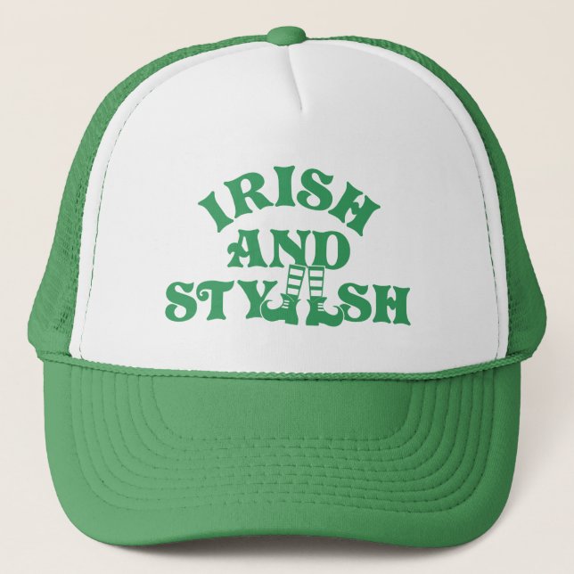 Funny St Patricks Day Irish and Stylish Group Truckerkappe (Vorderseite)