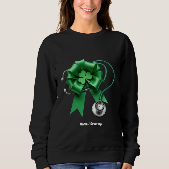 Funny St Patrick's Day Kleeblatt & Coquette Nurse Sweatshirt (Vorderseite)