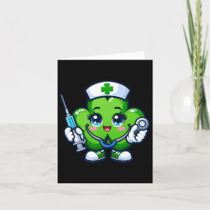 Funny St Patricks Day Kleeblatt Nurse Stethoscope  Karte