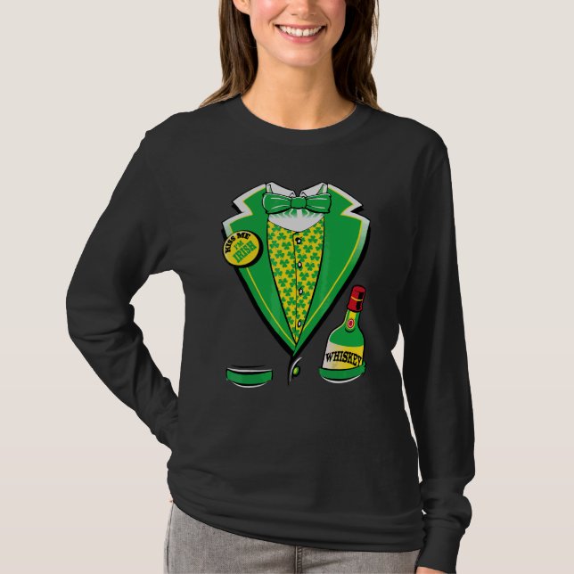 Funny St Patrick's Day Leprechaun Irish Tuxedo Luc T-Shirt (Vorderseite)