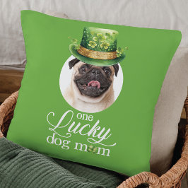 Funny St Patrick's Day Lucky Dog Mama Custom Foto Kissen