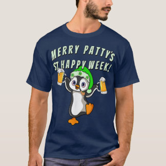 Funny St Patricks Day Party Pinguin Drinks T-Shirt