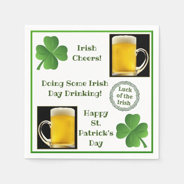 Funny St. Patrick's Day Quotes Beer Kleeblatt Part Serviette (Vorderseite)