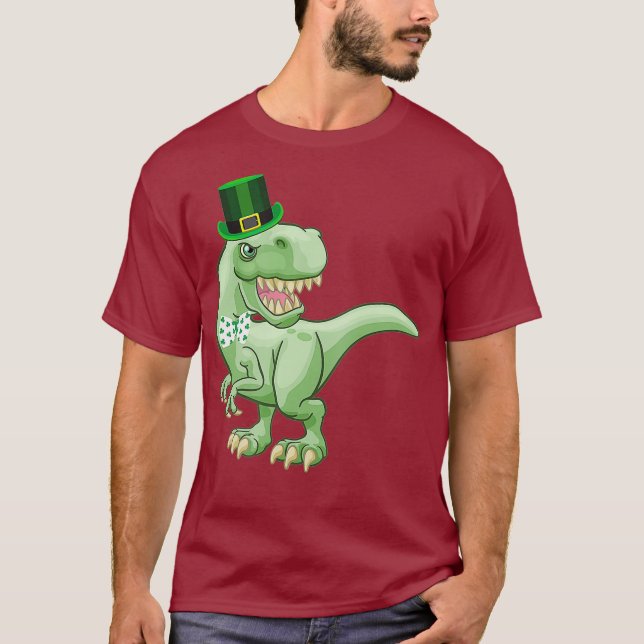 Funny St Patricks Day TRe Irish Dinosaur mit T-Shirt (Vorderseite)