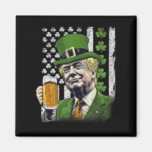 Funny St Patricks Day Trump American Flag Kleeblat Magnet