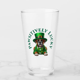 Funny St Patrick's Dog Pawsitive Lucky Glas