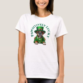 Funny St Patrick's Dog Pawsitive Lucky T-Shirt