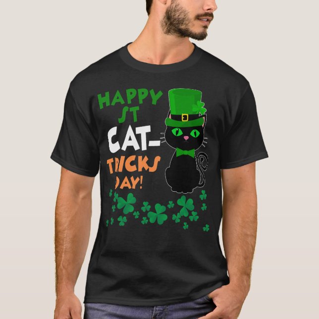 Funny St Pat's Paddy Patrick Day's Happy St Cat Tr T-Shirt (Vorderseite)