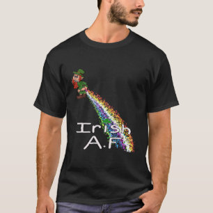 Funny St Patty Day Irish Af Leprechaun Fargend Rai T-Shirt