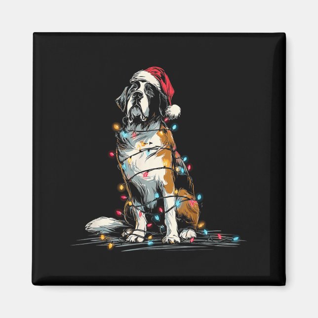 Funny St. Saint Bernard Christmas Graphics Dog Lig Magnet (Vorne)
